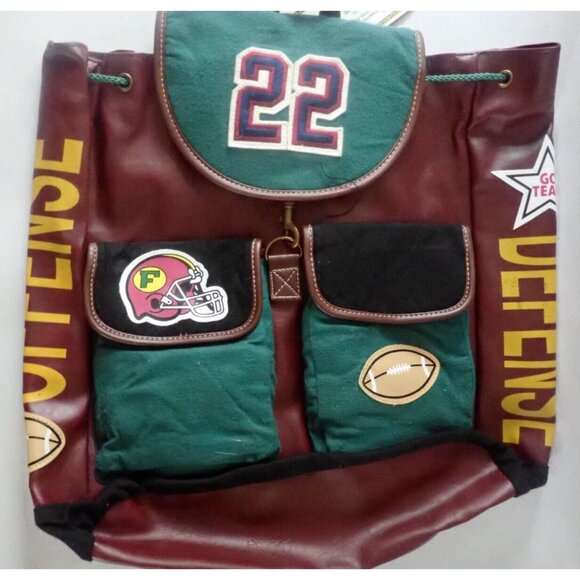 Vintage Mischief Makers Backpack Book Bag NEW Tags Football Sports - Picture 2 of 5